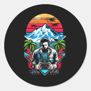 Video Game Lovers Cool Winter Sports Funny Retro G Classic Round Sticker