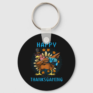 Video Game Lovers Dabbing Turkey Pilgrim Happy Tha Key Ring