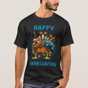 Video Game Lovers Dabbing Turkey Pilgrim Happy Tha T-Shirt