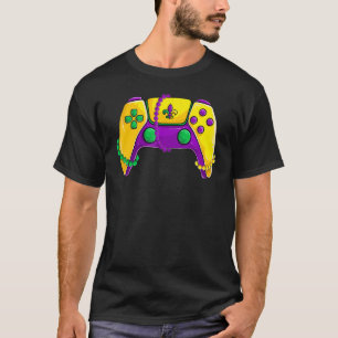 Video Game Mask Beads Kids Mardi Gras  Gamer Boys  T-Shirt