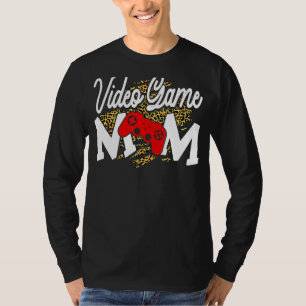 Video Game Mum Cute Leopard Heart Mother's Day T-Shirt
