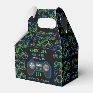 Video Game Neon Blue & Green Birthday Party Favour Box