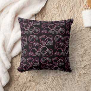 Video Game Neon Pink Girls Pattern  Cushion