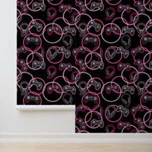 Video Game Neon Pink Girls Pattern Wallpaper