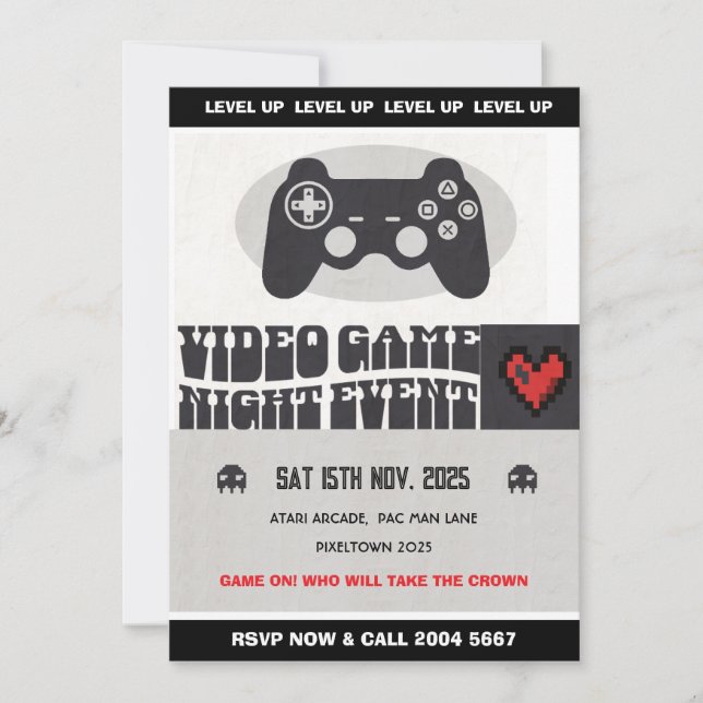 Video Game Night Invitation (Front)