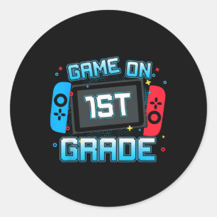 Video Game On 1st Grade Gamer Byck To School Boys Classic Round Sticker