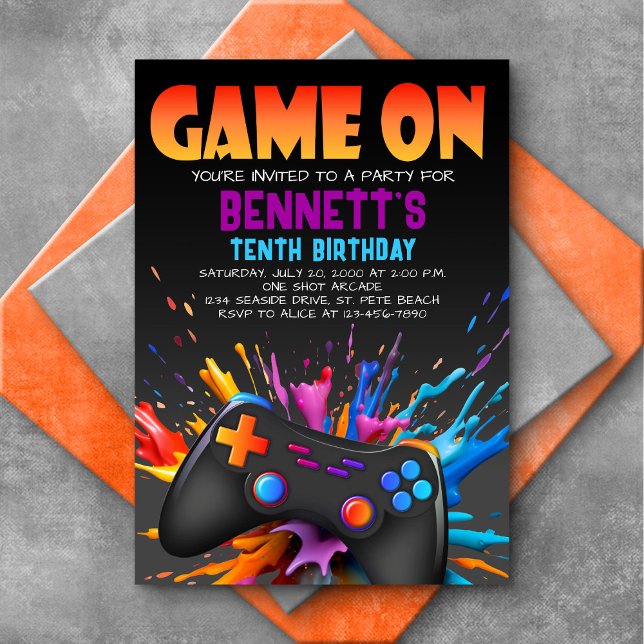 Video Game On Birthday Invitation (Creator Uploaded)