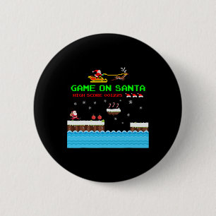 Video Game On Santa Ugly Christmas Gamer Santa Cla 6 Cm Round Badge