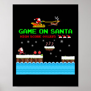 Video Game On Santa Ugly Christmas Gamer Santa Cla Poster