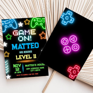 Video Game Party Birthday Invitation