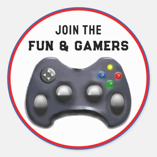 Video Game Party Classic Round Sticker (Front)