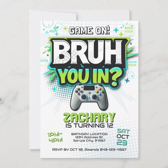 Video Game Party Gamer Invite (Front)