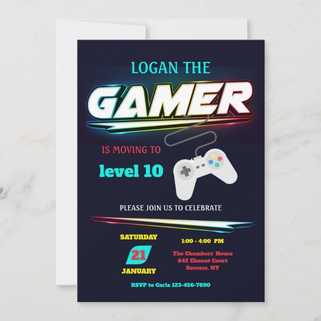 Video Game Party Invitation (Front)