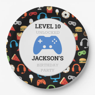 Video Game Party Level Up Kids Birthday Gamer Paper Plate