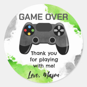 Video Game Party On Level Up Favor Stickers Labels