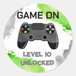 Video Game Party On Level Up Favour Stickers Label