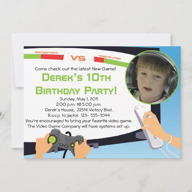 Video Game Party - Personalised Invitations (Front)