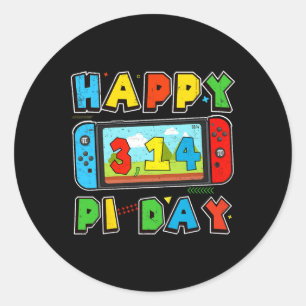 Video Game Pi Day Gamer Math Teacher Kids Boys Men Classic Round Sticker