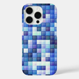 Video Game Pixels Blue Square Pattern iPhone 16 Pro Case