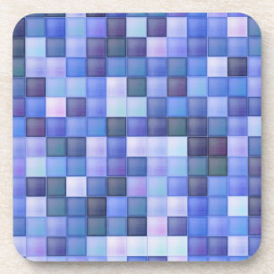 Video Game Pixels Blue Square Pattern Coaster