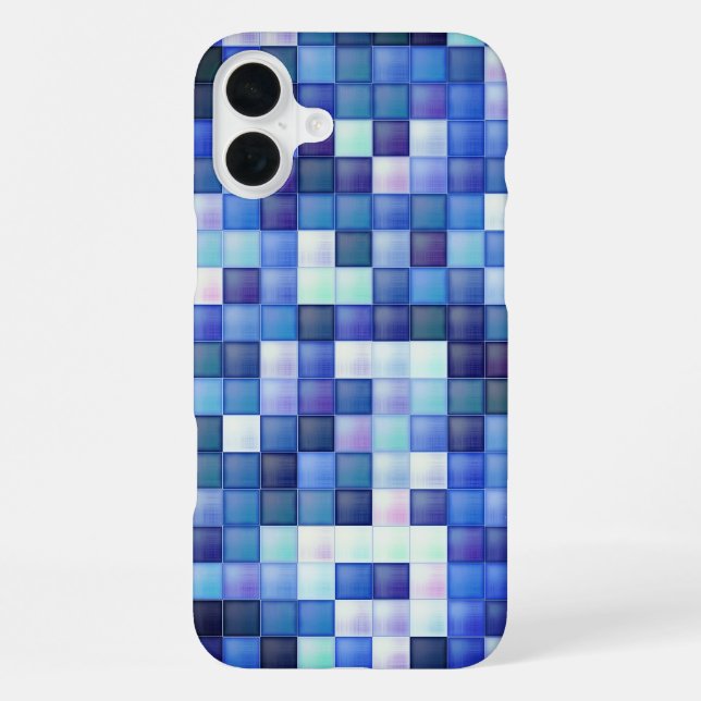 Video Game Pixels Blue Square Pattern iPhone Case (Back)