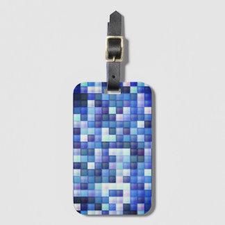 Video Game Pixels Blue Square Pattern Luggage Tag