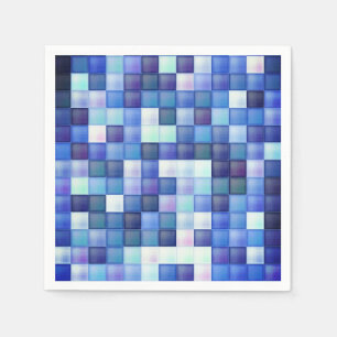 Video Game Pixels Blue Square Pattern Napkin