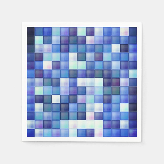 Video Game Pixels Blue Square Pattern Napkin (Front)