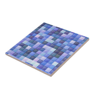 Video Game Pixels Blue Square Pattern Tile