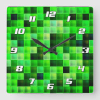 Video Game Pixels Green Square Patter with Numbers