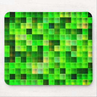 Video Game Pixels Green Square Pattern Mouse Pad