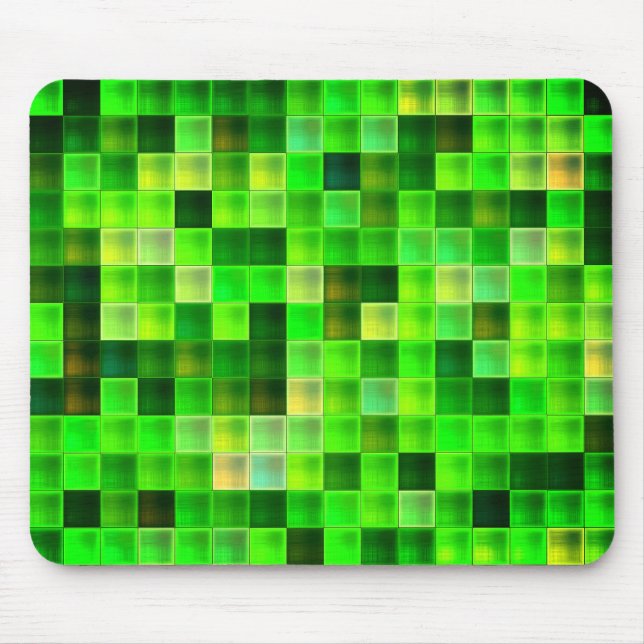 Video Game Pixels Green Square Pattern Mouse Pad (Front)