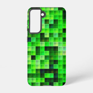 Video Game Pixels Green Square Pattern Samsung Galaxy Case