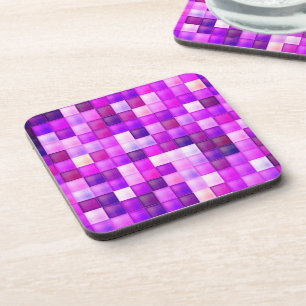 Video Game Pixels Pink Square Pattern Coaster