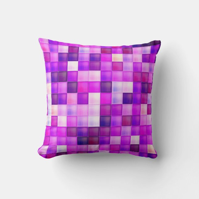 Video Game Pixels Pink Square Pattern Cushion (Front)