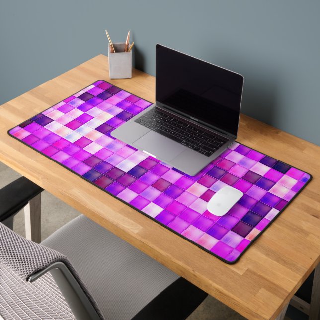 Video Game Pixels Pink Square Pattern Desk Mat (Office 2)
