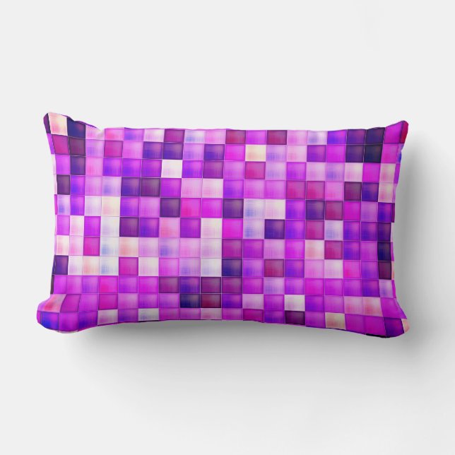 Video Game Pixels Pink Square Pattern Lumbar Cushion (Front)