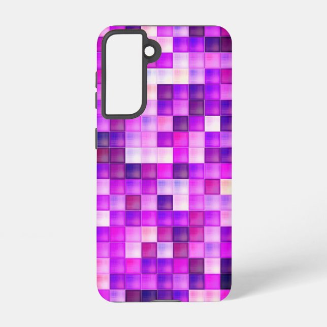 Video Game Pixels Pink Square Pattern Samsung Galaxy S21 Case (Back)