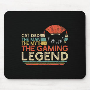 Video Game Player Cat Dad Man Myth Gaming Legend G Mouse Pad