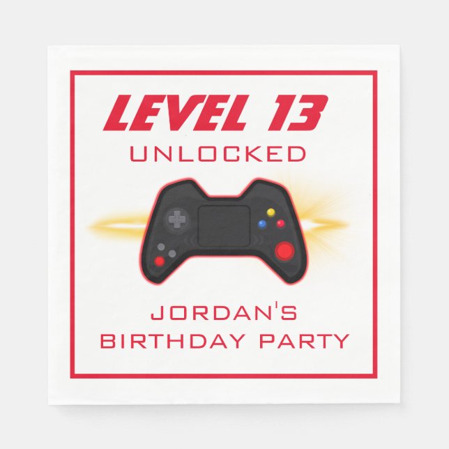 Video Game Red Controller Napkin (Front)