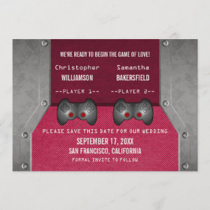 Video Game Save the Date Invite, Pink