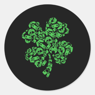 Video Game Shamrock Men Boys Kids St Patricks Day Classic Round Sticker