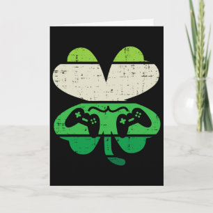 Video Game Shamrock Retro St Patricks Day Boys Men Card