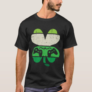 Video Game Shamrock Retro St Patricks Day Boys Men T-Shirt
