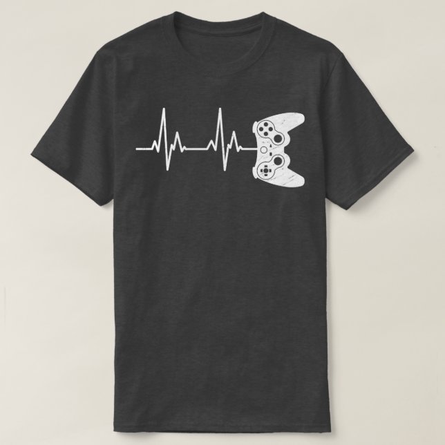 Video Game Shirt Gamer Heartbeat Shirt Video Game  (Design Front)