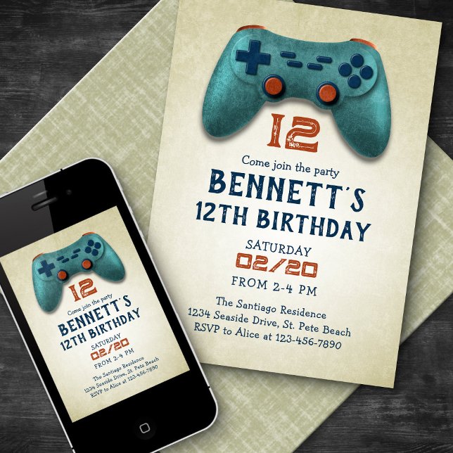 Video Game Simple Retro Birthday Invitation (Creator Uploaded)