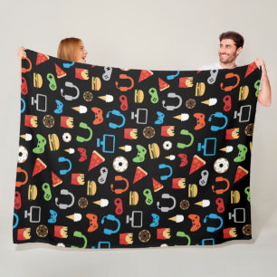 Video Game Snacks Party Kids Gamer Gaming Fleece Blanket