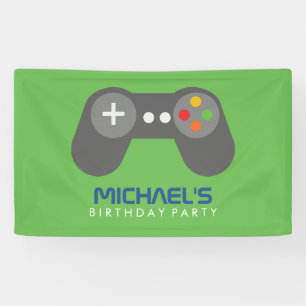 Video Game Themed Kids Birthday Party Banner