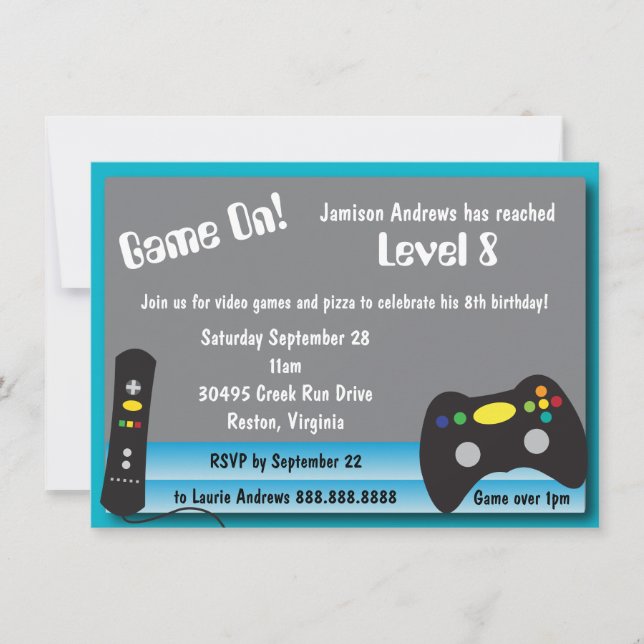 Video Game Truck Birthday Party Invitation (Front)