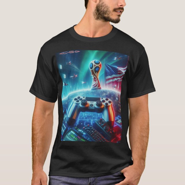 Video game USA in outer space T-Shirt (Front)